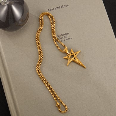 Punk Five-pointed Star Stainless Steel Men's Pendant Necklaces h5 Picture9