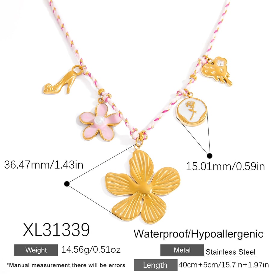Sweet Flower Stainless Steel Gold Color Pendant Necklaces Picture2
