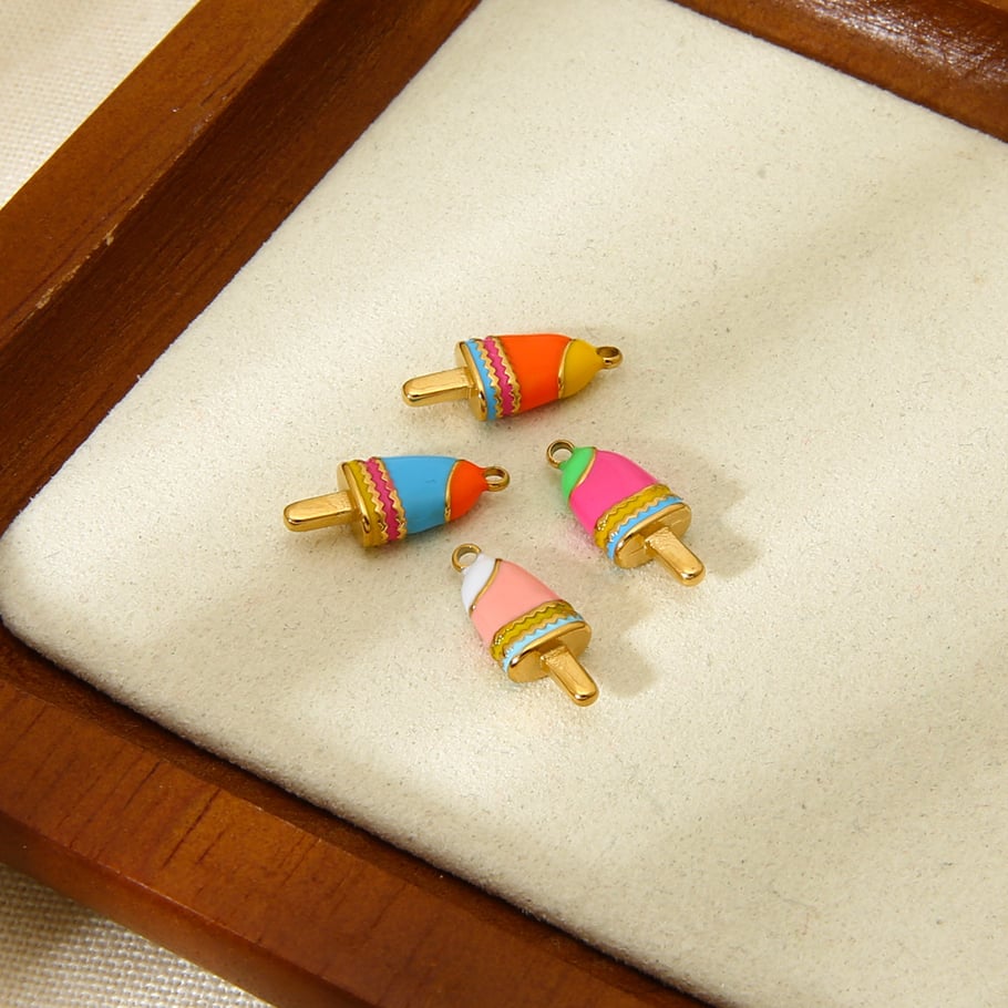 Cute Colored Enamel - Dripping Ice - cream DIY Stainless Steel Pendant Picture3