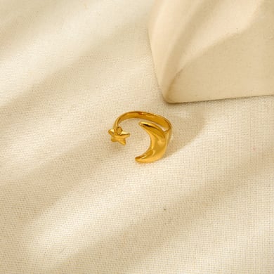 1 Piece Simplicity Collection Star Gold Stainless Steel Women's Ring h5 Picture3