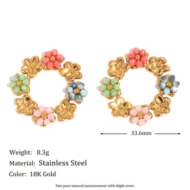 Süße bunte Blume Edelstahl Damen Ohrringe h5 Bild2