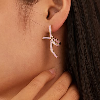 1 par de pendientes de botón de acero inoxidable dorados con nudo de lazo para mujer, serie simple, para uso diario h5 Imagen4