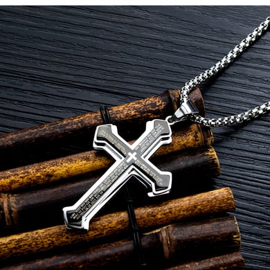 1 Piece Industrial Cross Stainless Steel Men's Necklaces h5 Picture3