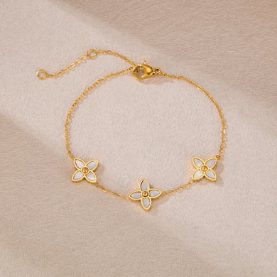 Pulsera de cadena para mujer de acero inoxidable con diseño geométrico diario, serie simple, color dorado, 1 unidad h5 Imagen3