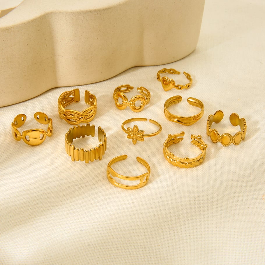Simple and Versatile Gold Colored Stainless Steel Women's Ring Picture2