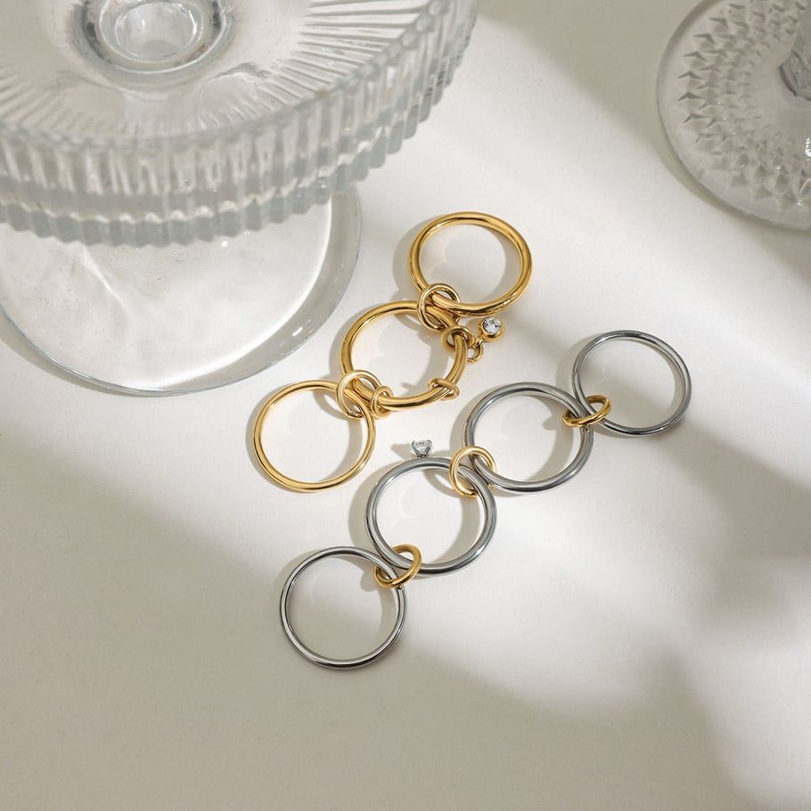 Simple Annular Stainless Steel Gold Color  Minimalist Rings Picture4