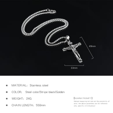 Colliers pour hommes en acier inoxydable couleur or avec croix religieuse h5 Image7