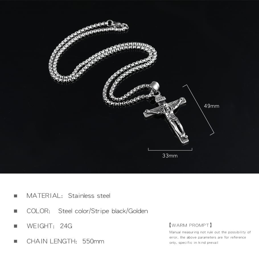 Colliers pour hommes en acier inoxydable couleur or avec croix religieuse Image7