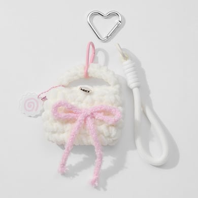 1 Piece Cute Woolen Mini Bag Love Heart with Cherry Bag Charms h5 Picture5