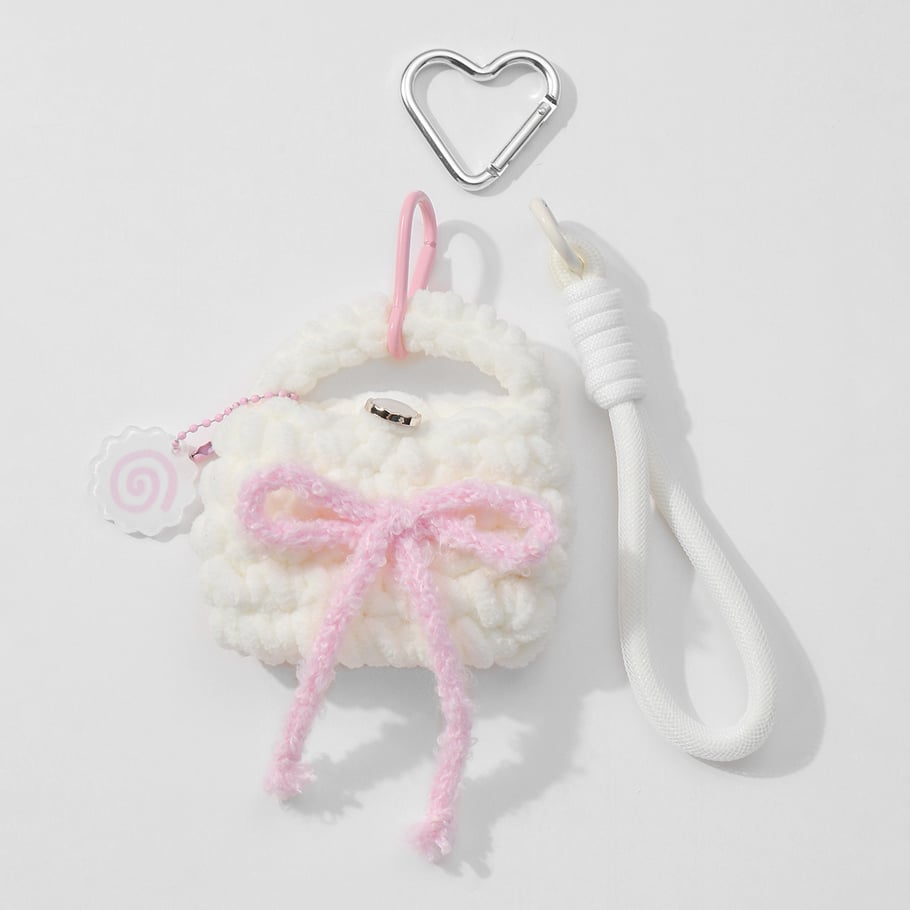 1 Piece Cute Woolen Mini Bag Love Heart with Cherry Bag Charms Picture5