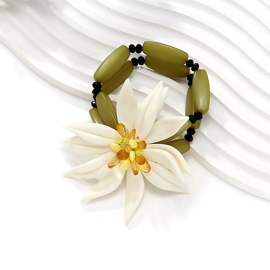 1 Piece Holiday Style Beaded Dimensional Large Flower Women's Beaded Bracelets Picture3
