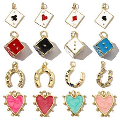 1 Piece Modern Series Daily Dice Shape Copper Gold Color Women's Pendants h5 Picture6