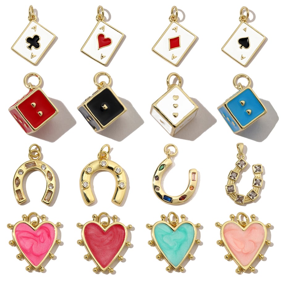 1 Piece Modern Series Daily Dice Shape Copper Gold Color Women's Pendants Picture6