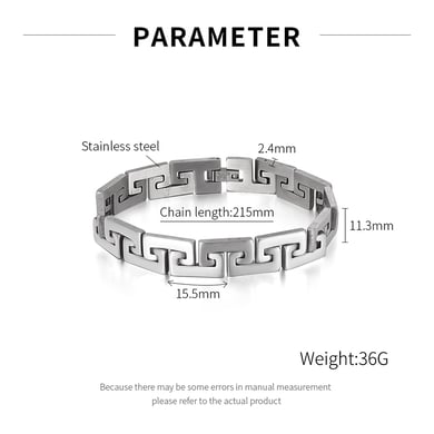 1 Piece Industrial Series Rock Geometric Stainless Steel Men's Bracelets h5 Picture8