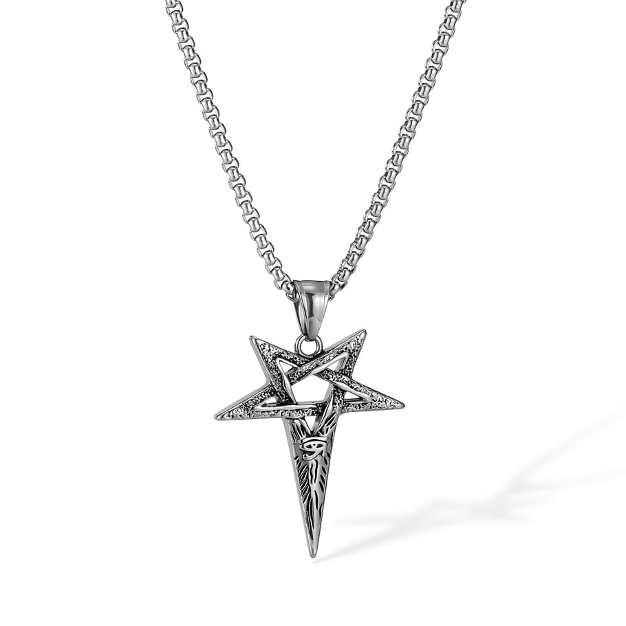 Punk Five-pointed Star Stainless Steel Men's Pendant Necklaces Picture5