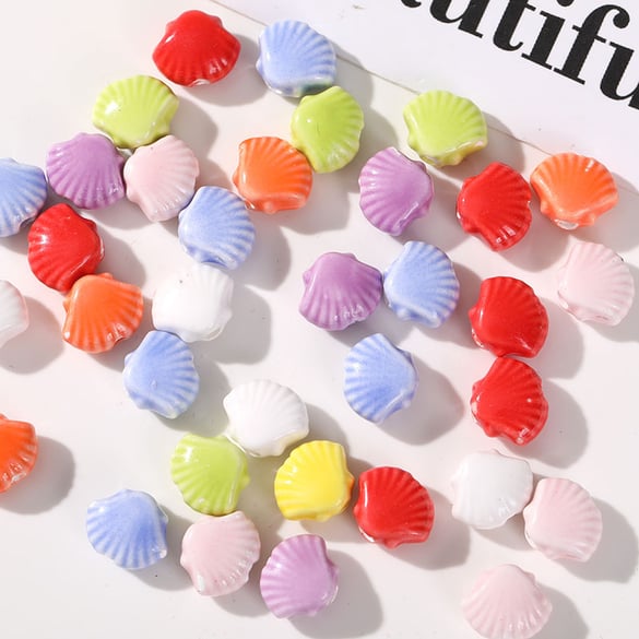 Perline per gioielli fai da te in ceramica policroma a forma di conchiglia 2