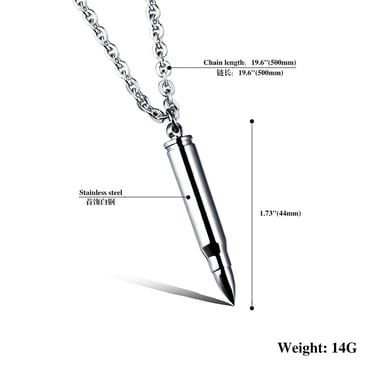 1 Piece Sleek Bullet Stainless Steel Men's Necklaces h5 Picture8