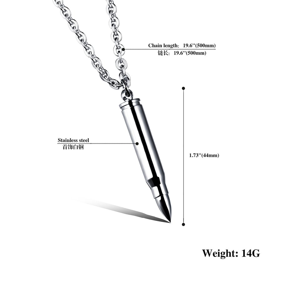 1 Piece Sleek Bullet Stainless Steel Men's Necklaces Picture8