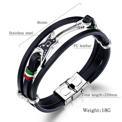 1 Piece Guitar Leather Stainless Steel Men's Bracelets h5 Picture4