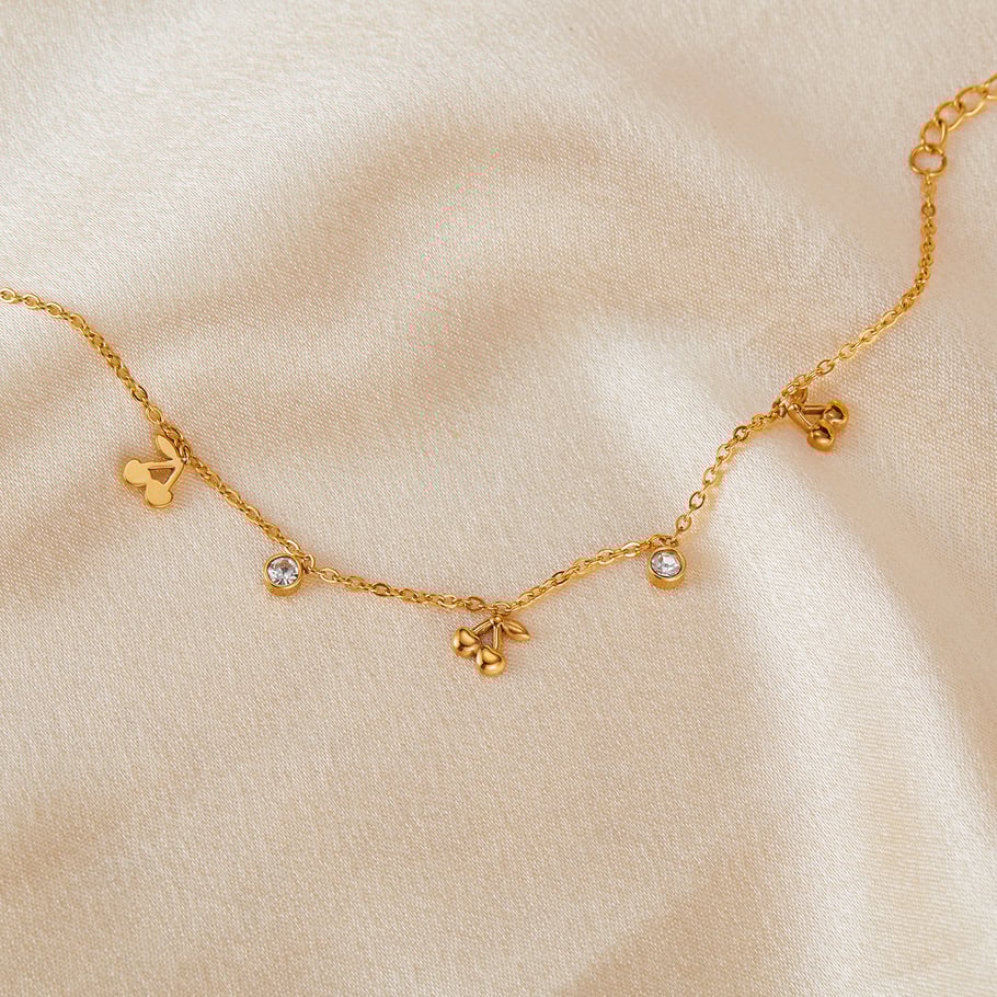 Pulsera de cadena de acero inoxidable color dorado para mujer, serie simple, 1 pieza Imagen3