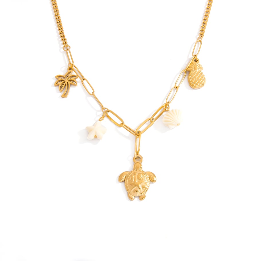 Oceanic Stainless Steel Gold Color Pendant Necklaces 