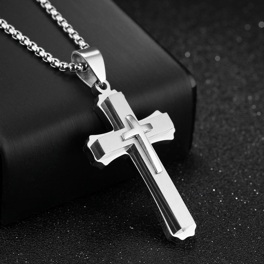 1 Piece Minimalist Cross Stainless Steel Men's Necklaces Picture3