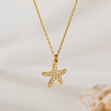 Colliers à pendentif en acier inoxydable doré pour femme avec étoile subtile h5 Image3