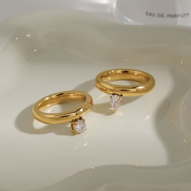 Klassische Ringe aus goldfarbenem Edelstahl mit Edelsteinen h5 Bild3