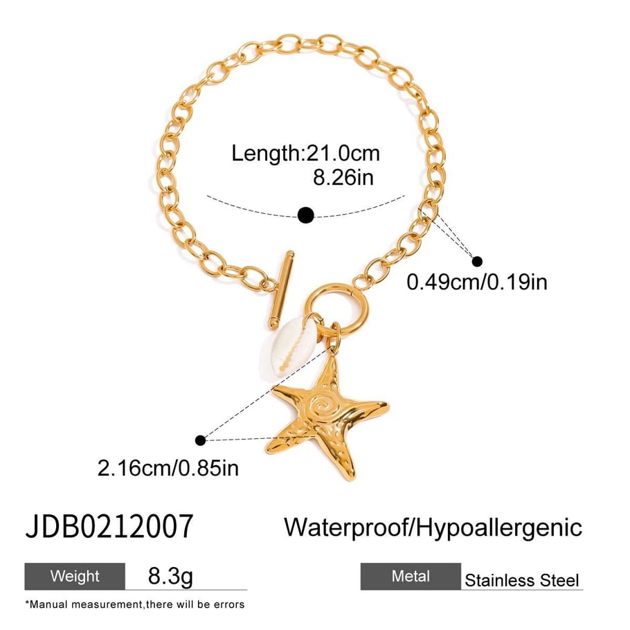 Starfish Stainless Steel  Gold Color Charm Bracelets Picture2