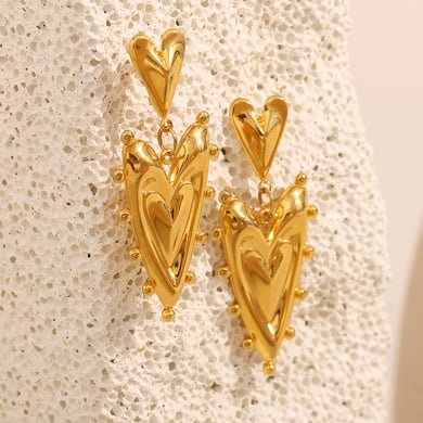 1 Stück Mode Herzform Gold Farbe Edelstahl Damen Ohrringe h5 Bild3