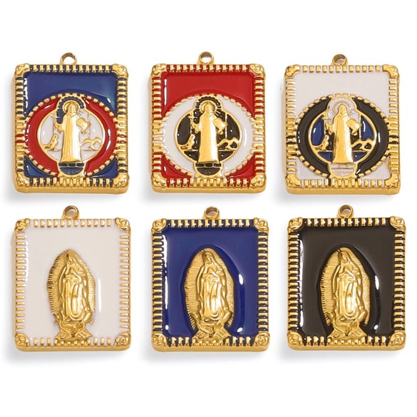1 pezzo di ciondolo da donna in acciaio inossidabile color oro con motivo Madonna