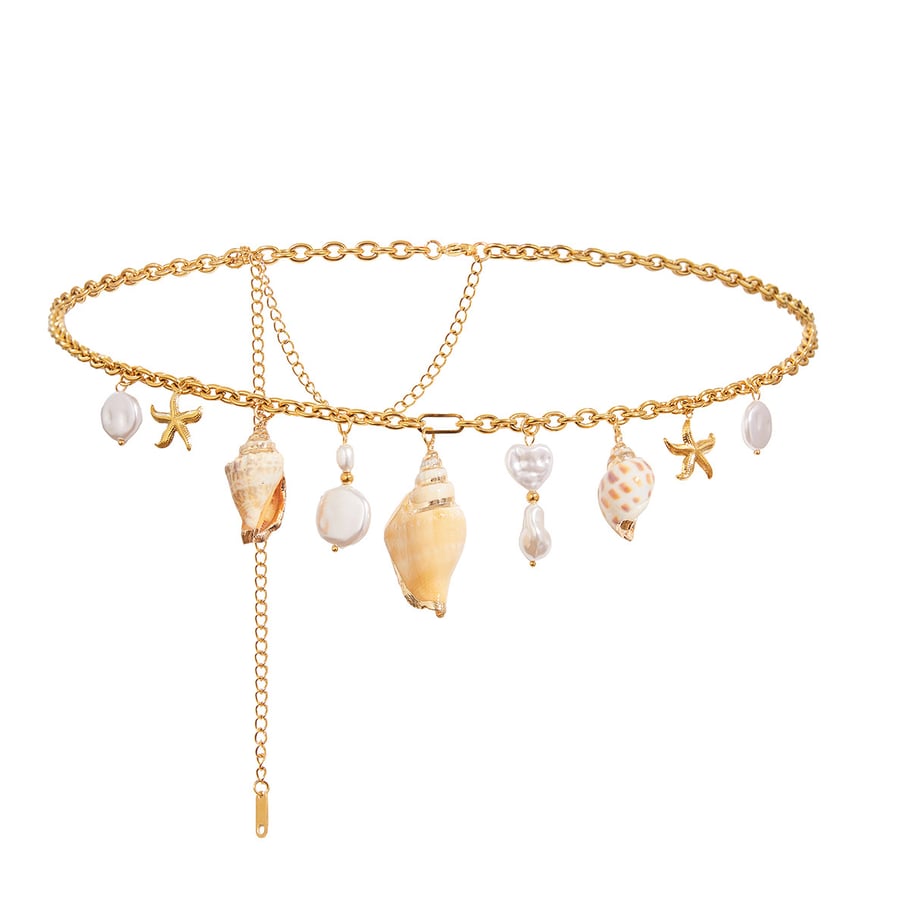 Ins Style Stainless Steel Gold Color Shell Waist Chains 