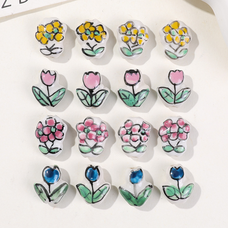 1 Piece Casual Series Flower Ceramics DIY Jewelry Beads Picture2