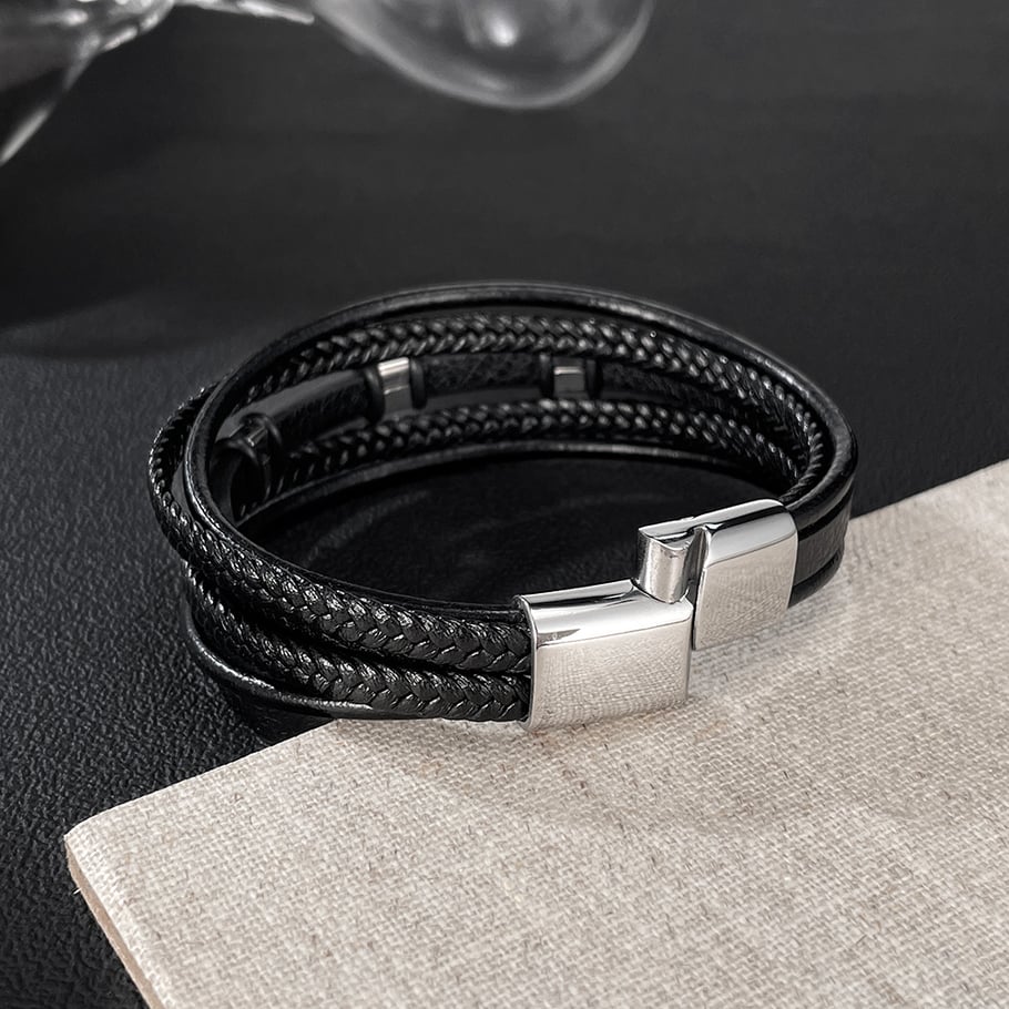 1 Piece Architectural Multilayer Stainless Steel Men's Bracelets Picture4