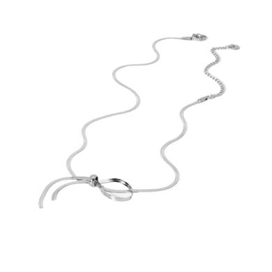 Simple Sophisticated Bow Shaped Gold Colored Stainless Steel Women's Necklaces h5 Picture5