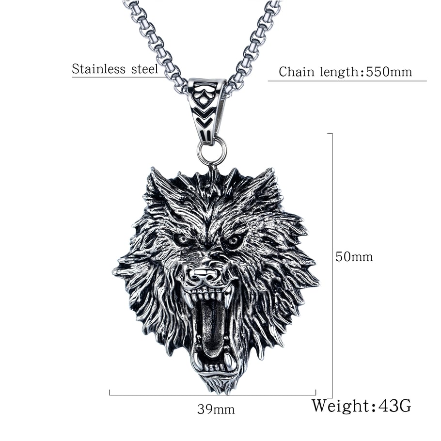 1 Piece Distinctive Wolf Head Stainless Steel Men's Necklaces Picture5