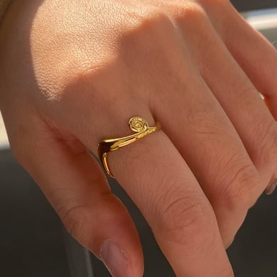 Spiral Stainless Steel Gold Color Women's Adjustable Rings h5 Picture3