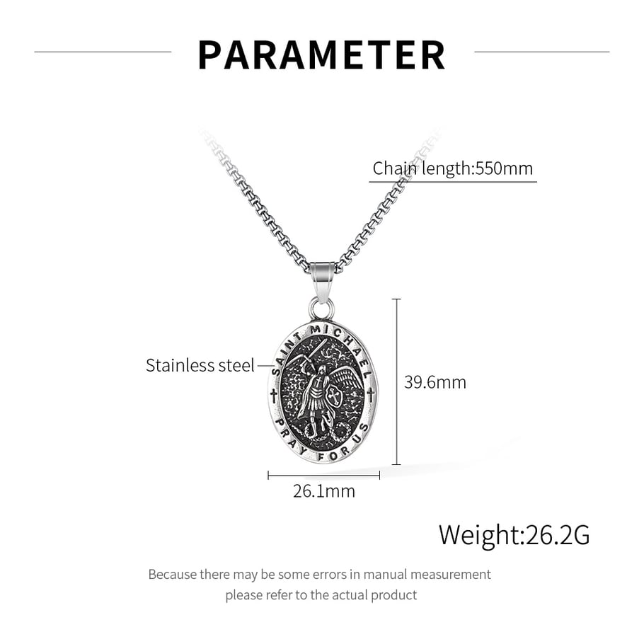 Classic Religious Oval Stainless Steel Men's Necklaces Picture8
