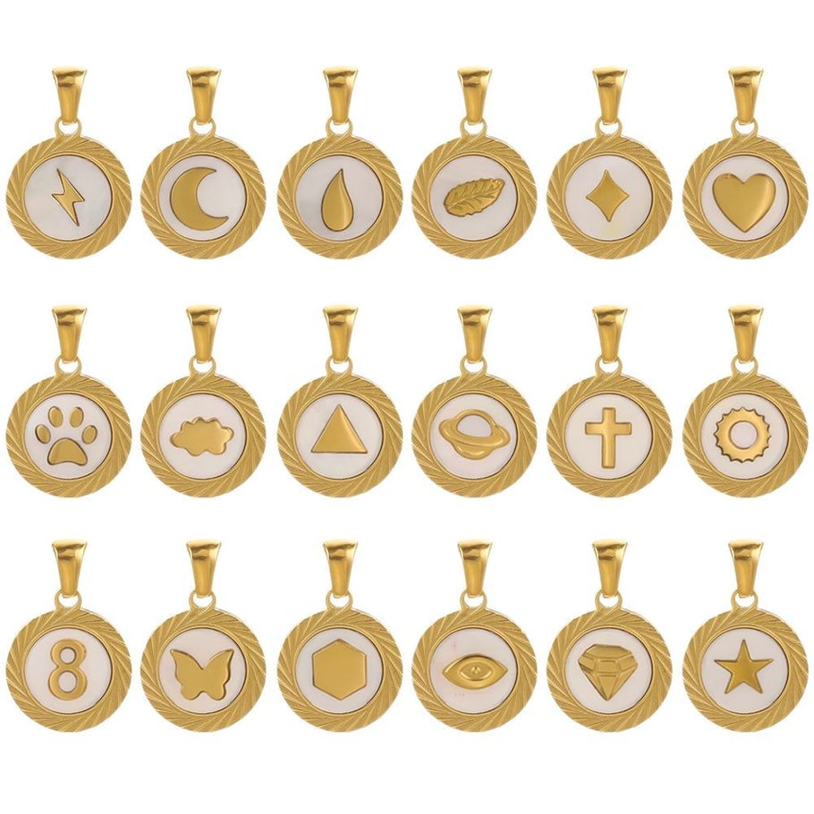 1 Stück Zarte Kreis Edelstahl Gold Farbe Shell frauen Anhänger Bild6