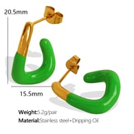 EH740 Green Drop Oil Gold Earrings/2 Picture3