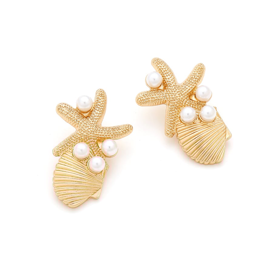 1 Pair Vacation Style Alloy Starfish Shell Earrings Picture4