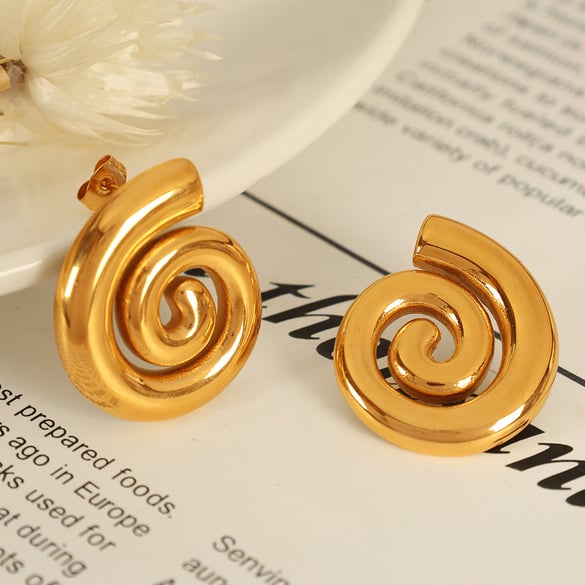 Set di orecchini Vortex in acciaio inossidabile color oro