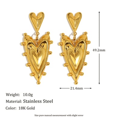1 Stück Mode Herzform Gold Farbe Edelstahl Damen Ohrringe h5 Bild2