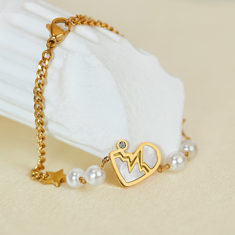 Pulsera de cadena de acero inoxidable color dorado para mujer, serie simple Daily Star, 1 pieza Imagen5