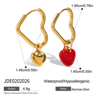 Ins Style Heart Stainless Steel Gold Color Drop Earrings h5 Picture2