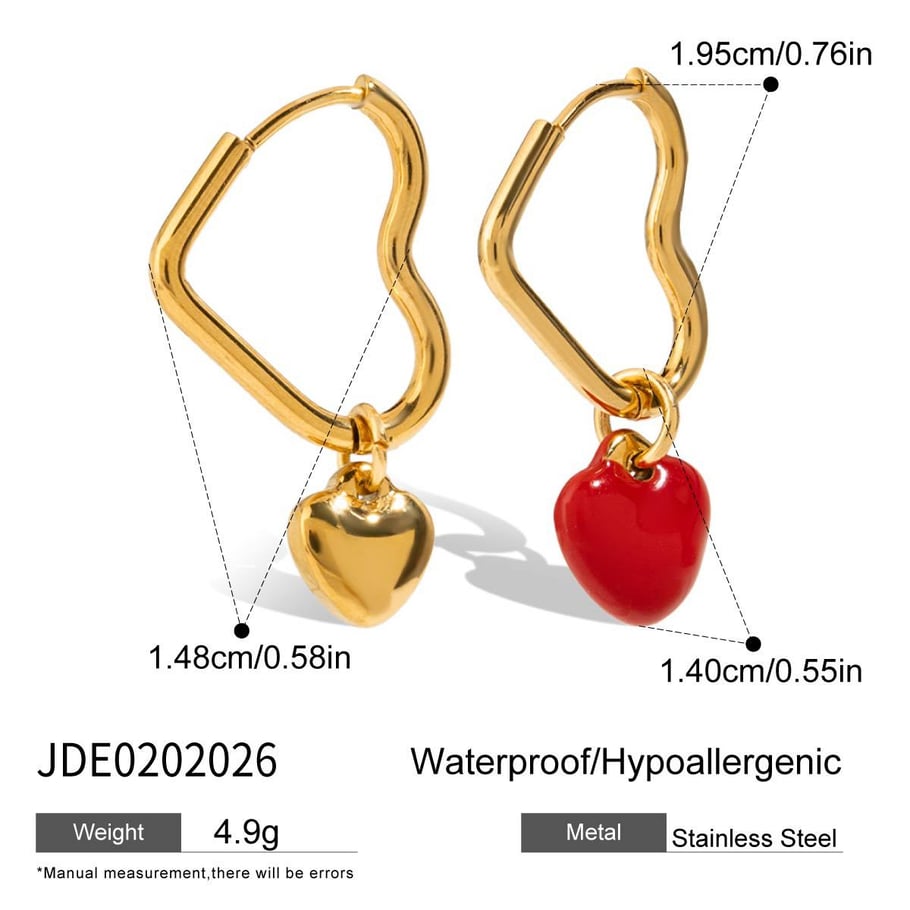 Ins Style Heart Stainless Steel Gold Color Drop Earrings Picture2