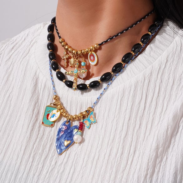1 Piece Sophisticated Series Elegant Cross Stainless Steel Gold Color Women's Pendant Necklaces
