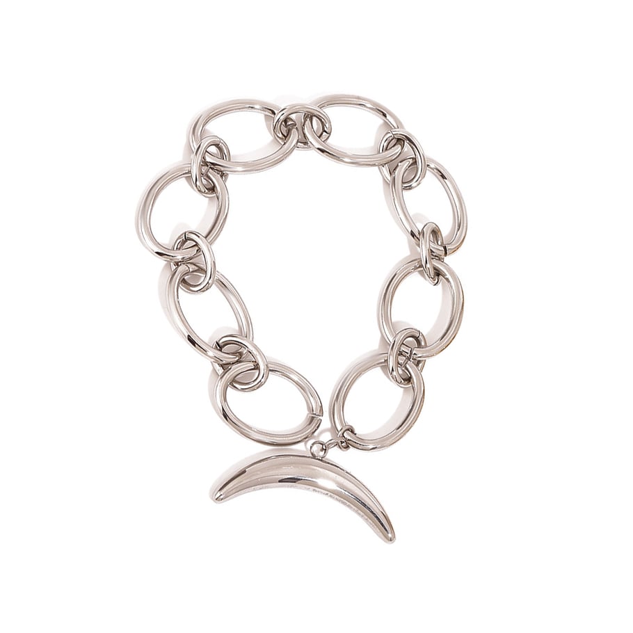 Simple Moon Stainless Steel Gold Color Charm Bracelets 