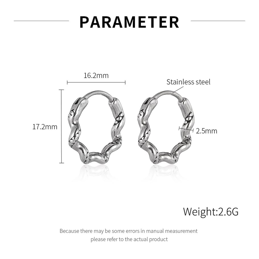 Boucles d&#39;oreilles géométriques en acier inoxydable pour homme, série simple, style hip-pop/rock, 1 pièce Image8
