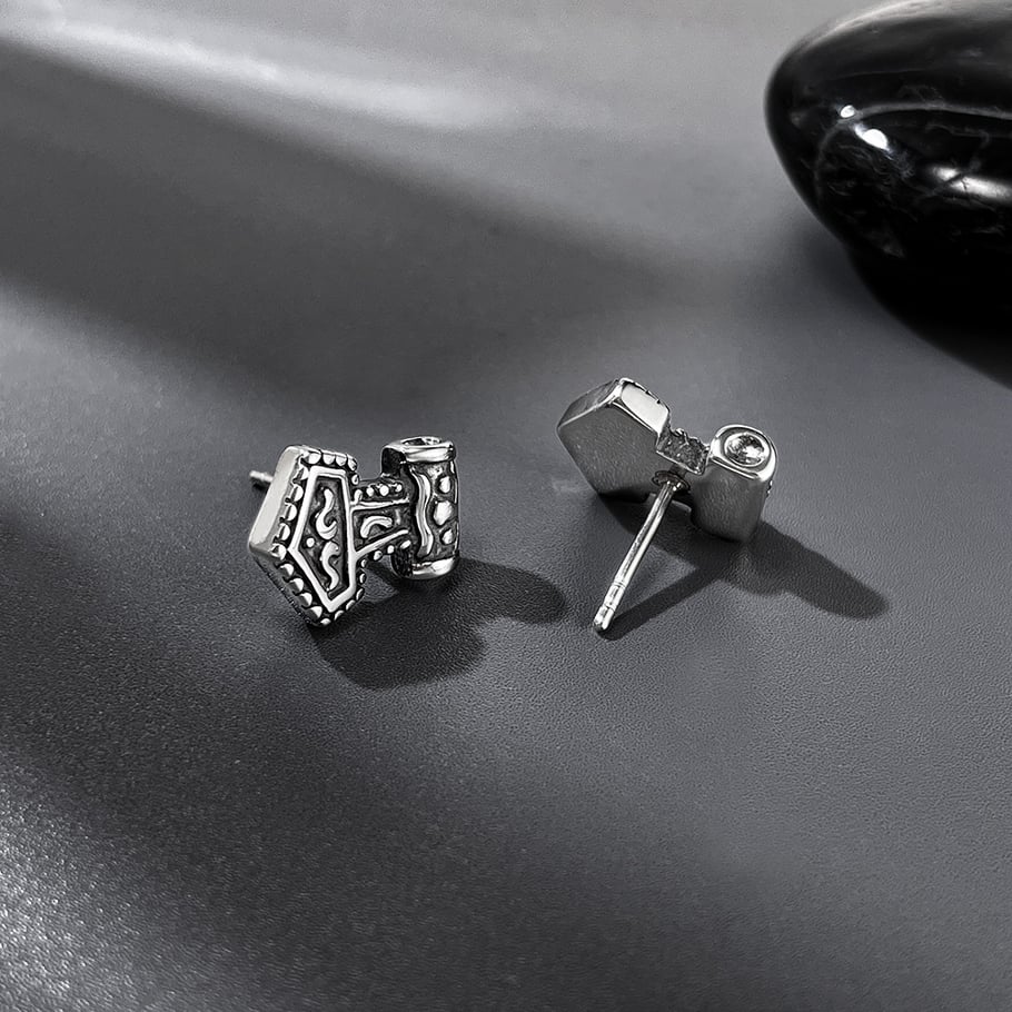 1 Pair Retro Geometric Stainless Steel Men's Earrings Picture3